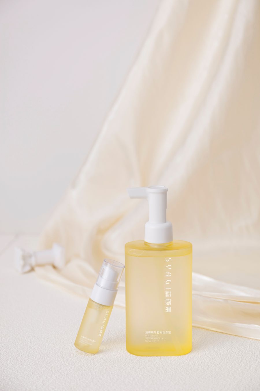 Skincare bottles in a beauty storefront example