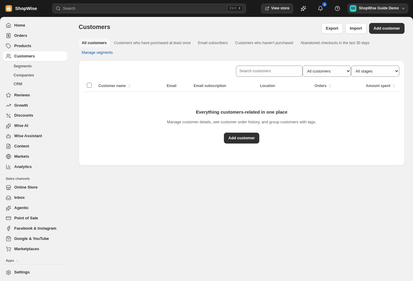Lulu demonstration store: Open Customers