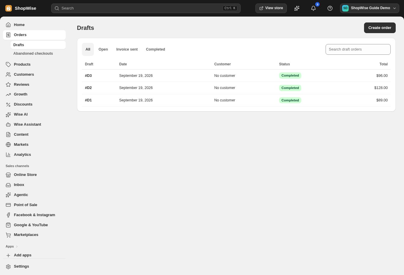 Draft orders: create an order and send an invoice — Lulu demonstration admin