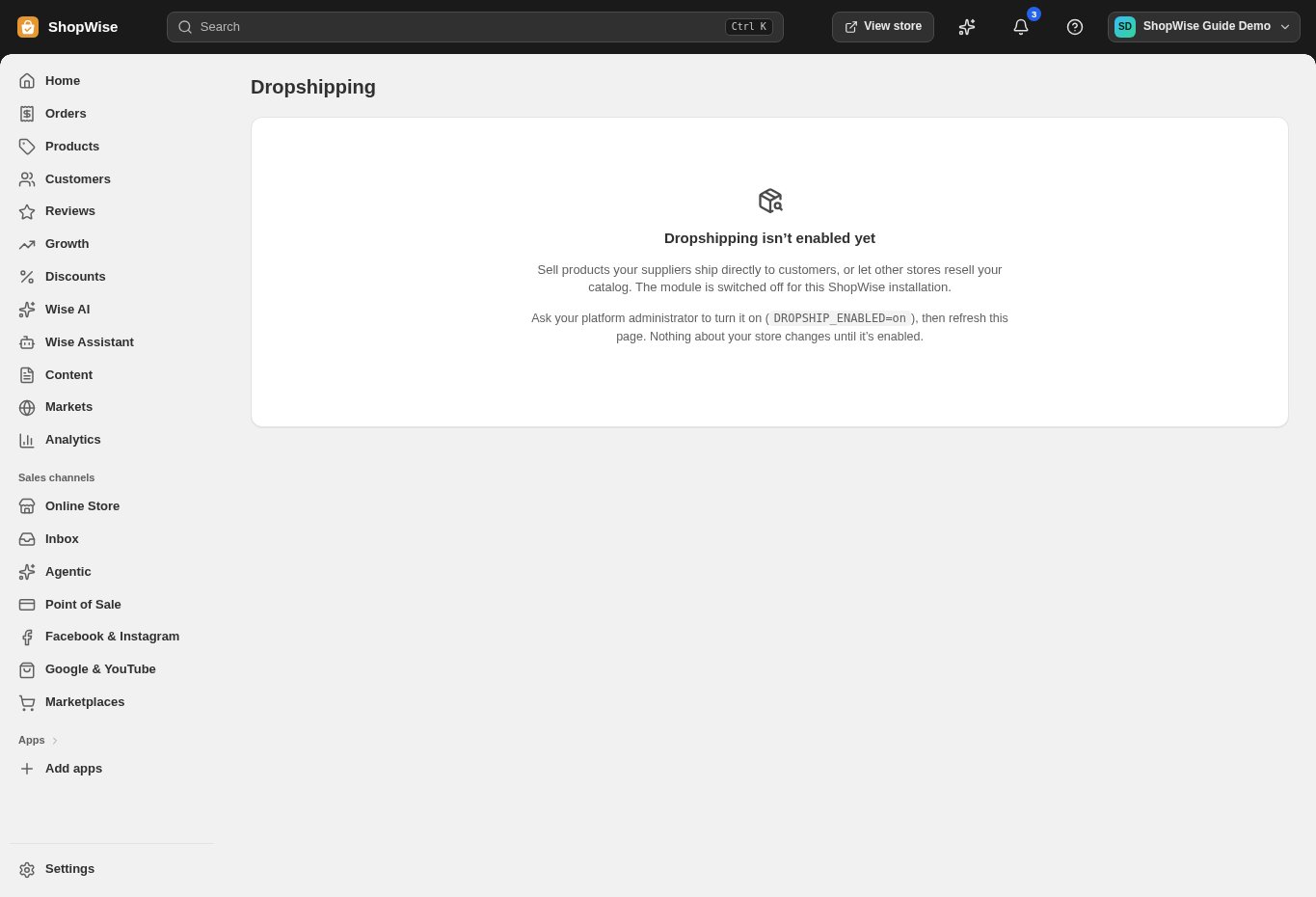 Lulu demonstration store: Check whether dropshipping is enabled